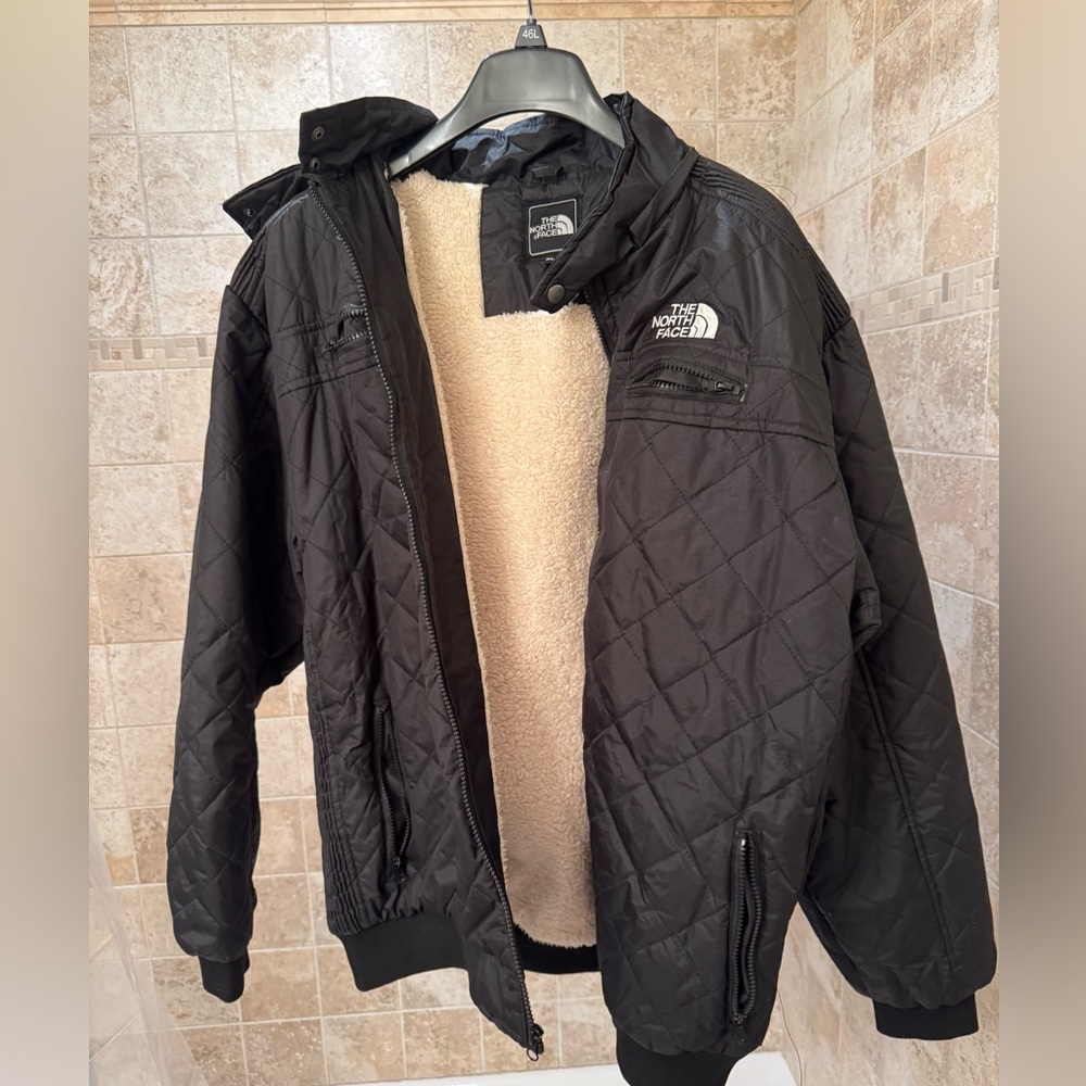 The North Face black windbreaker sherpa with hood